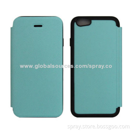 Slim Flip Leather Cases for iPhone, Interior TPU/Microfiber Perfectly Combined in Heat Pressing